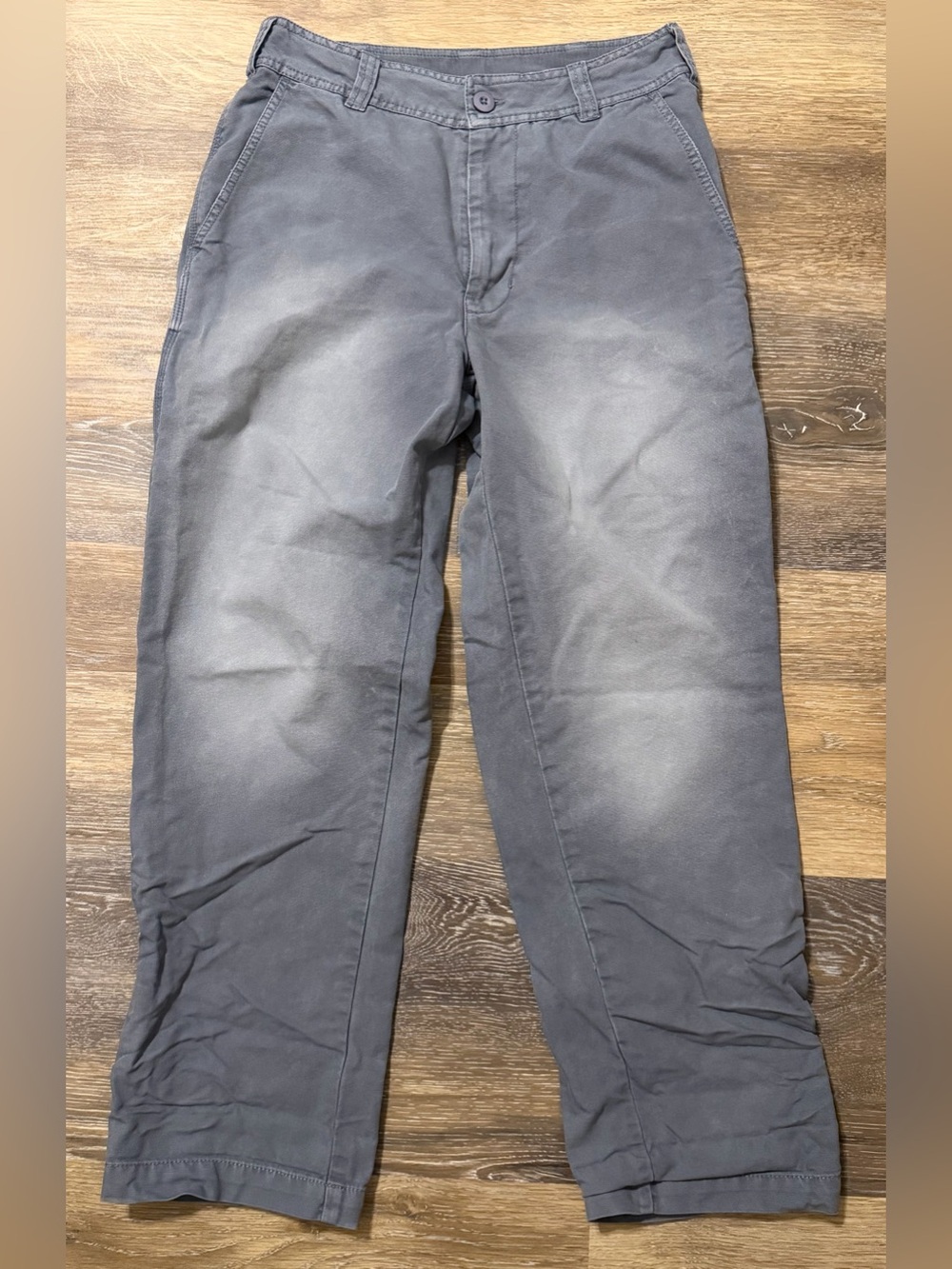 Free People High Rise Acid Wash Utility Pants Size 2 Grey Roll Tab OB1962140